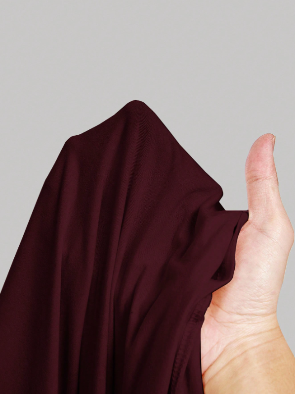 T-shirt Femme Bordeaux Polyvalent – Encolure Ras-du-Cou, Manches Évasées Froncées & Taille Cintrée